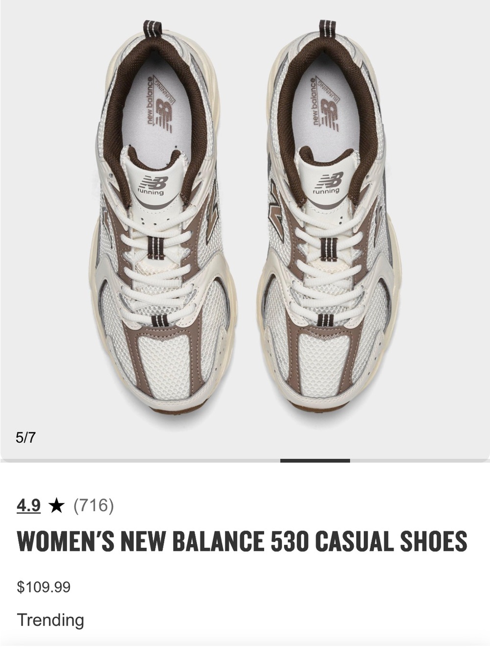 New Balance 530 Casual Shoes Turtledove/Angora/Mushroom women’s Sz 9.5 - Picture 2 of 10